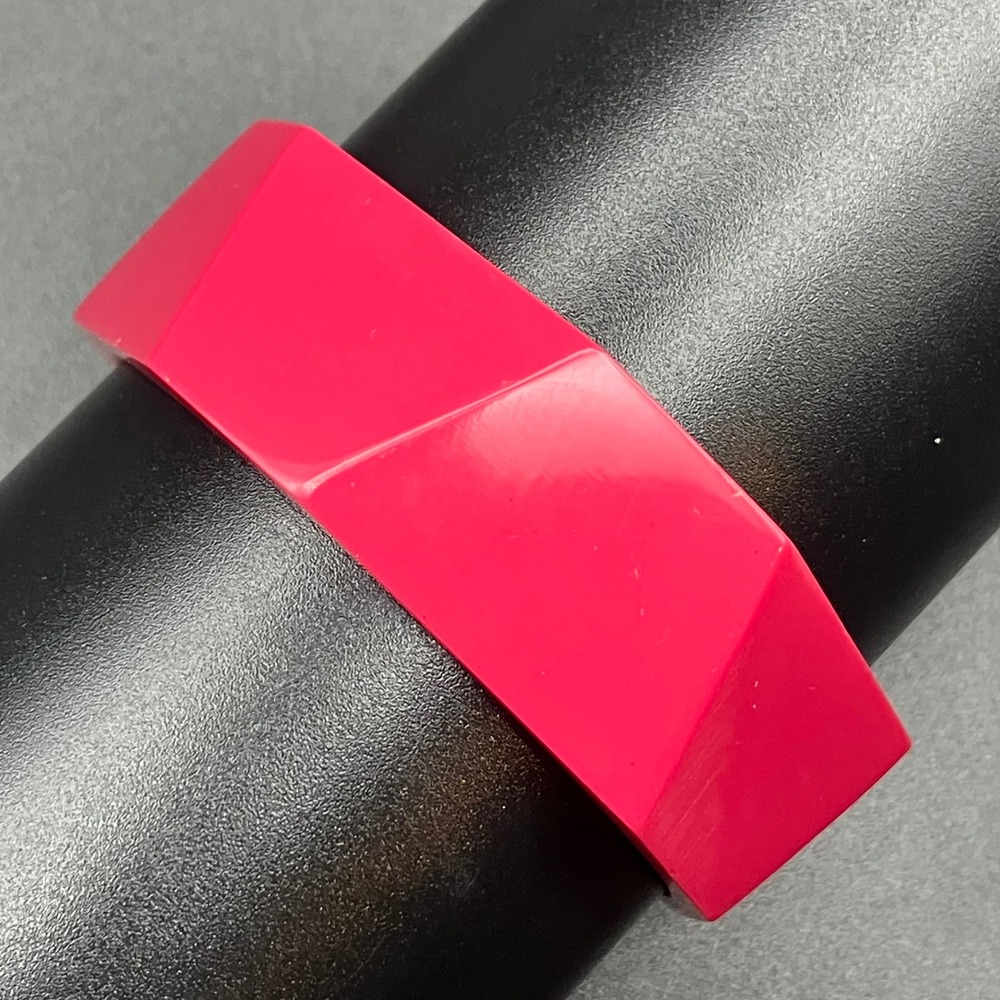 Vintage Bangle Bracelet Hot Pink Chunky Faceted Plastic Size 8"